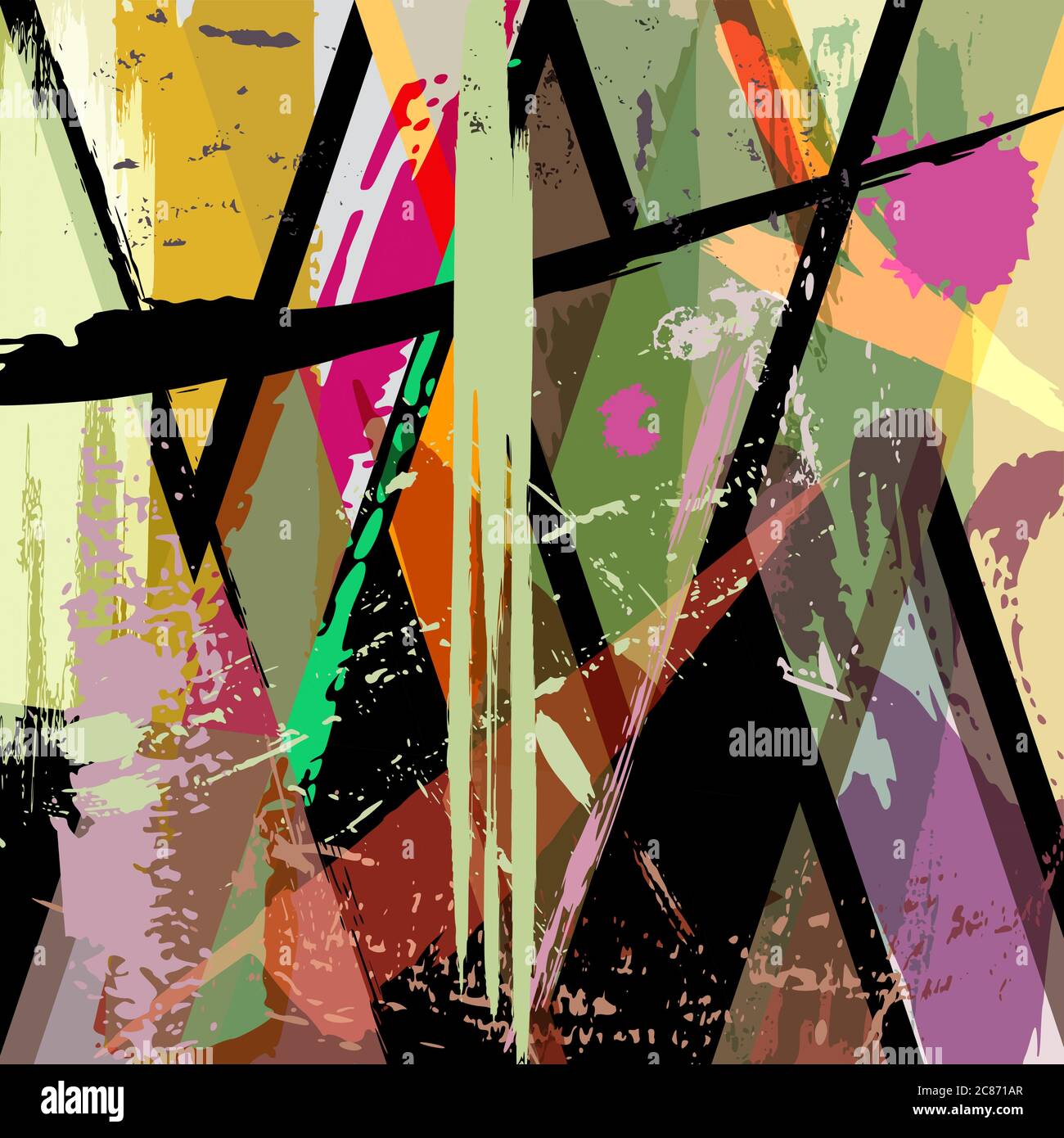 abstract background composition, with paint strokes, splashes and stripes Stock Vector