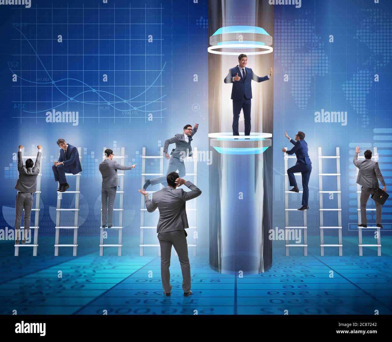 The businessmen in accelerated and fast promotion concept Stock Photo ...