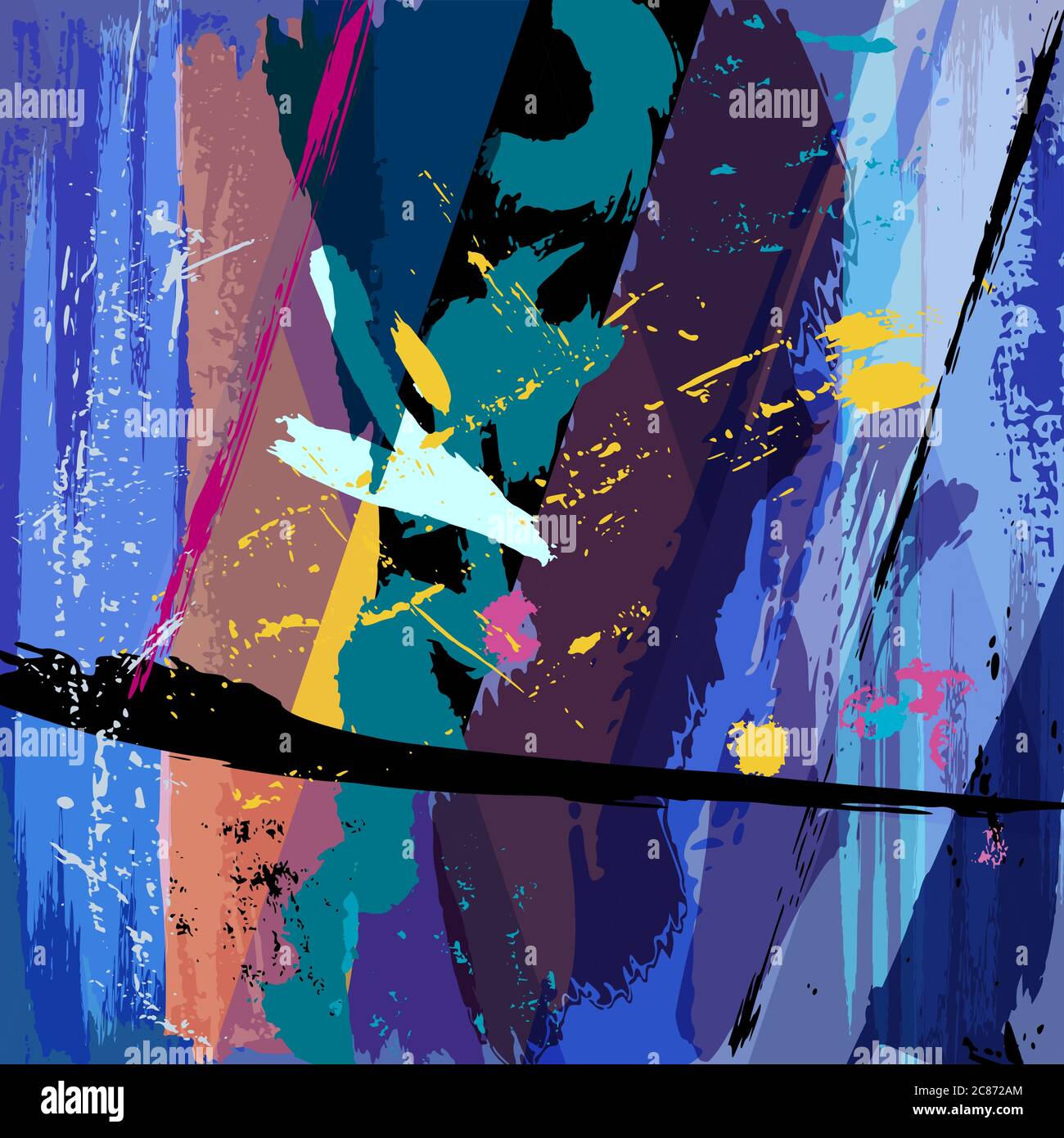 abstract background composition, with paint strokes, splashes and stripes Stock Vector