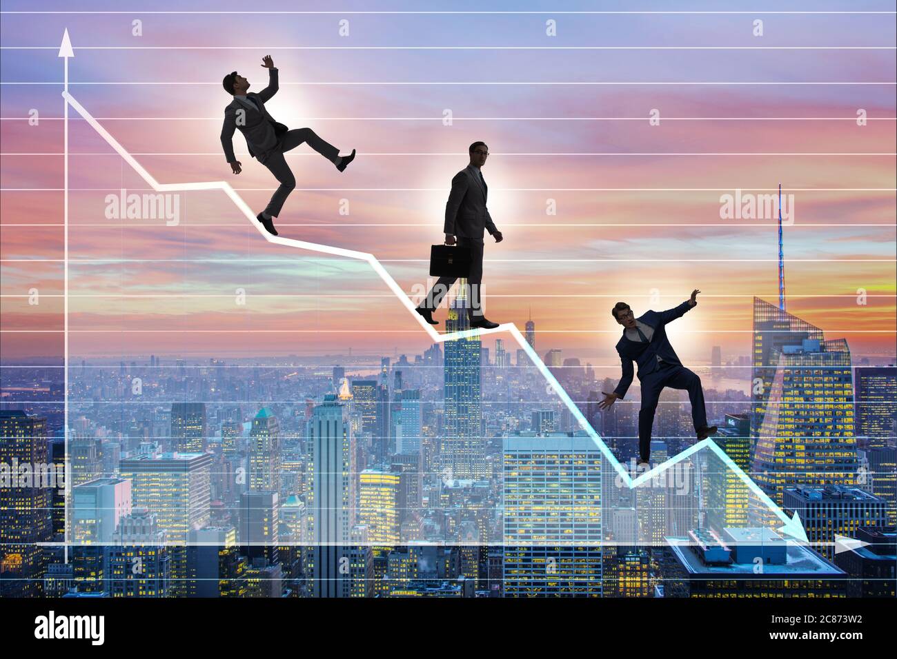 Crisis concept with the declining chart Stock Photo - Alamy