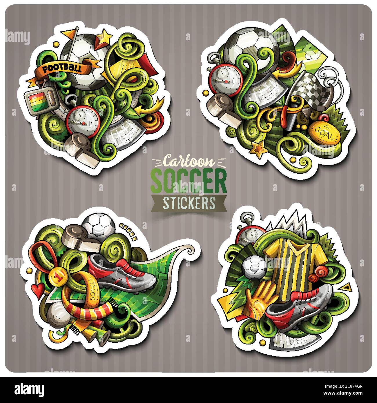 Set of Soccer cartoon stickers Stock Vector Image & Art - Alamy