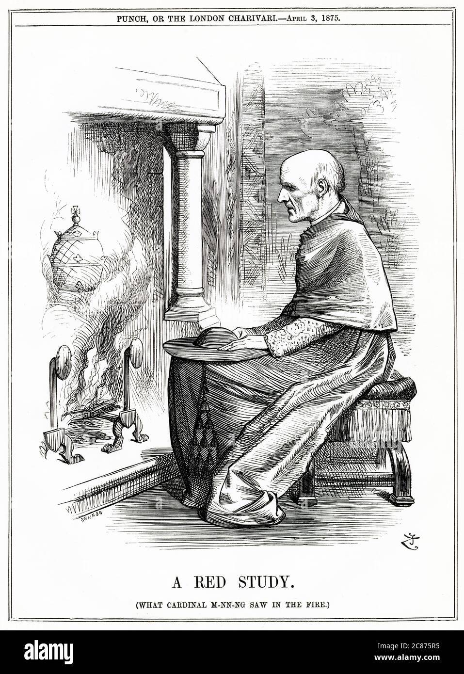 Cartoon, A Red Study -- HENRY EDWARD MANNING, Cardinal Manning Stock ...