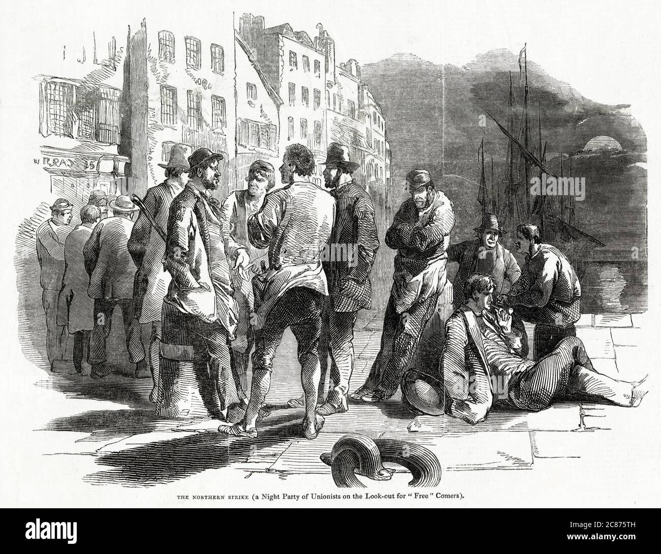 Strikers in Liverpool in a picket line to prevent strike breakers