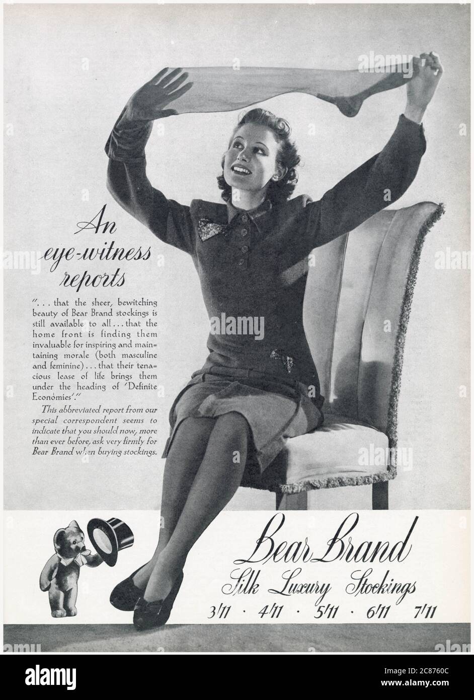 Advert for stockings by Bear Brand 1940 Stock Photo