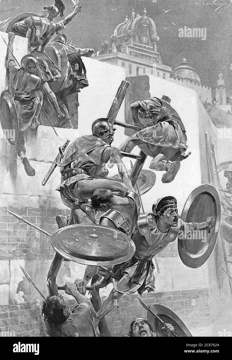 Alexander the Great and the broken ladder,326 BC Stock Photo