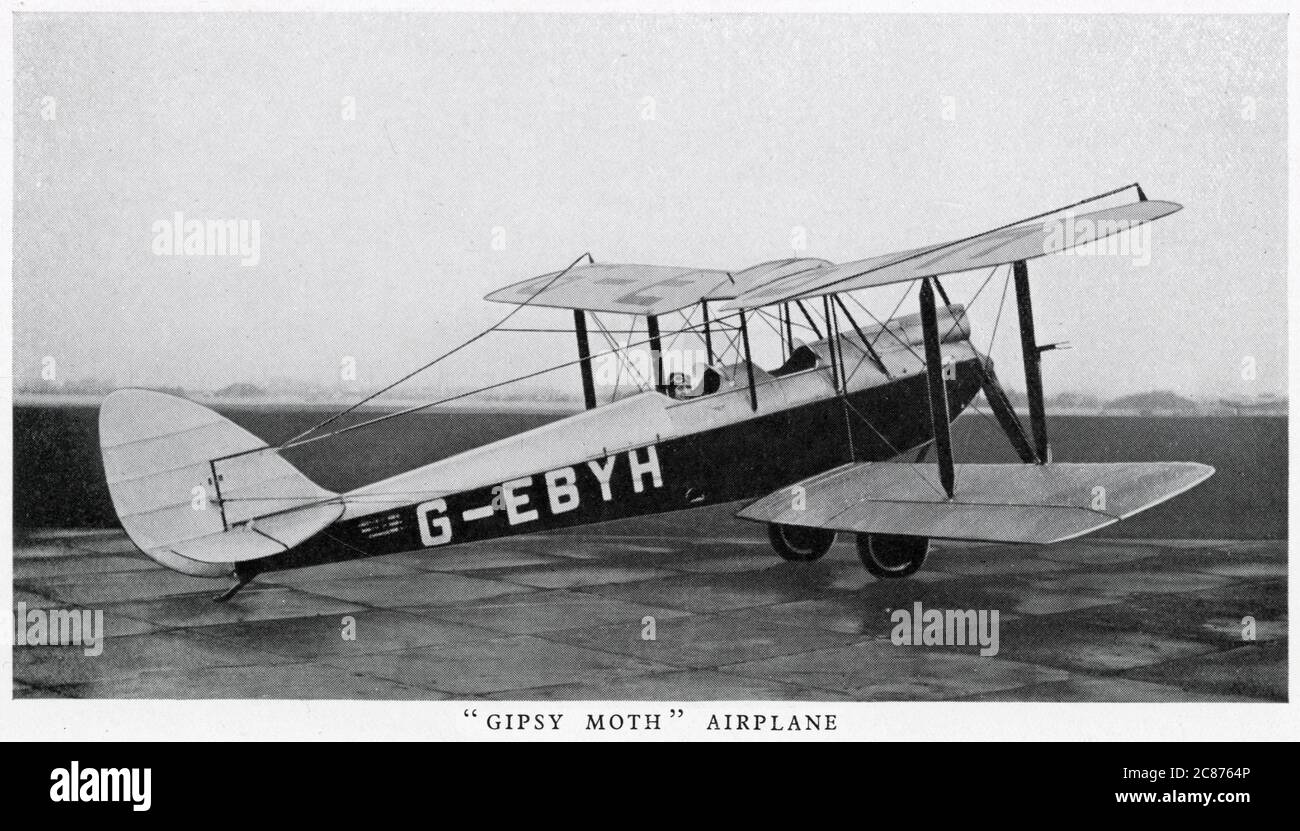 Gipsy Moth aeroplane G-EBYH. Date: circa 1930s Stock Photo