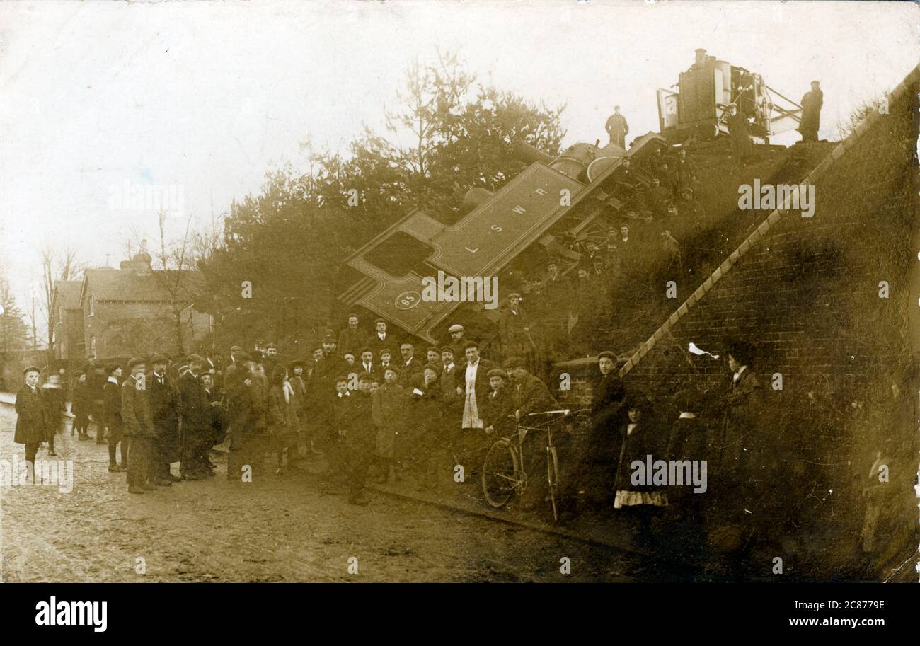 London South West Railway Crash, Park Street, Camberley, Farnborough, Surrey, England. Stock Photo