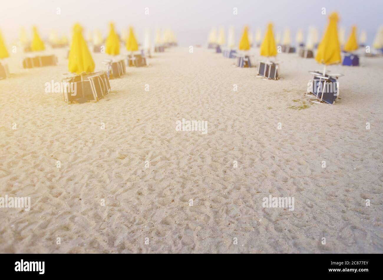 Empty vacant beach due to covid19 effects Stock Photo