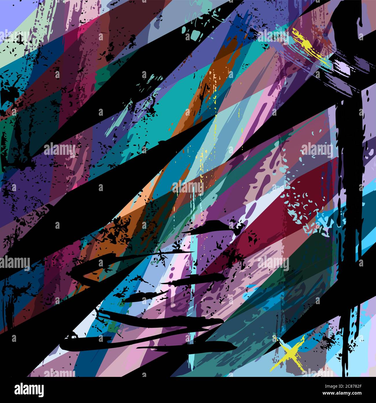 abstract background, with strokes, splashes and geometric lines Stock Vector