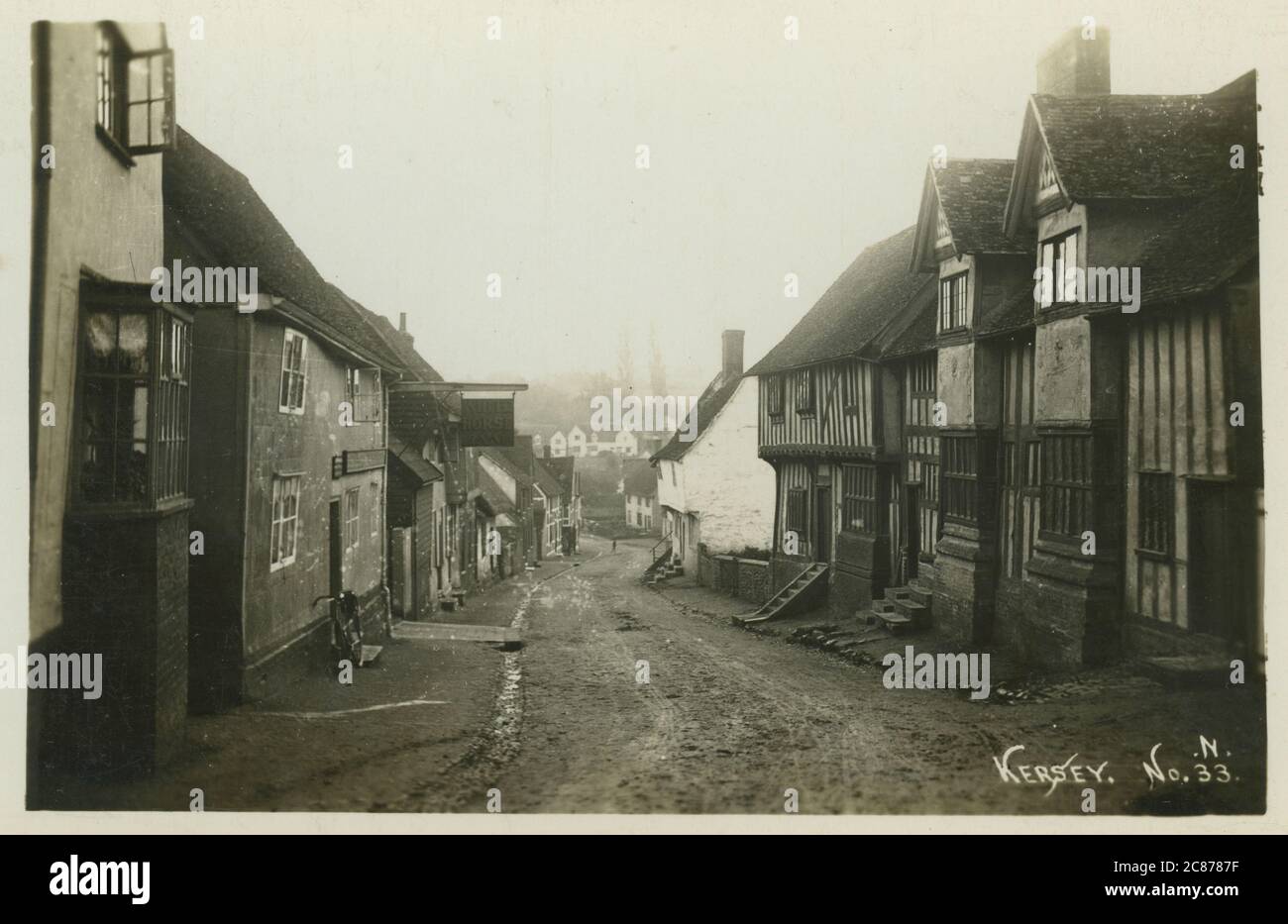 The Street, Kersey, Ipswich, Babergh, Suffolk, England. Date: 1900s Stock Photo