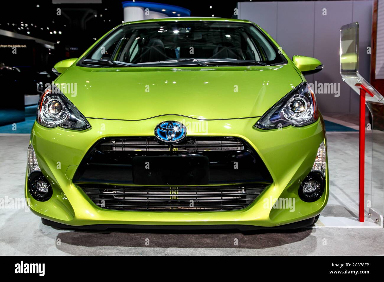 NEW YORK - March 23: A Toyota Prius c exhibit at the 2016 New York International Auto Show during Press day Stock Photo