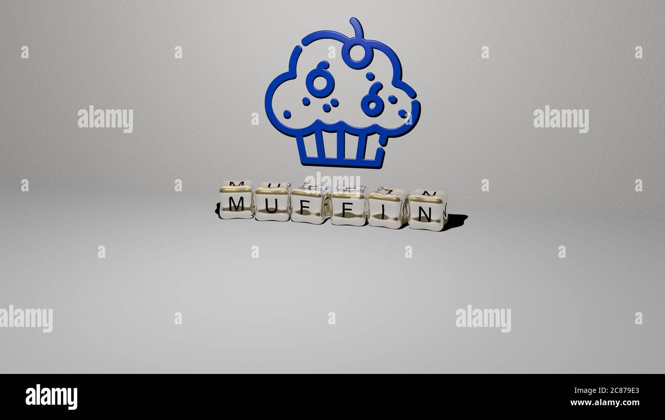 3D graphical image of muffin vertically along with text built by ...