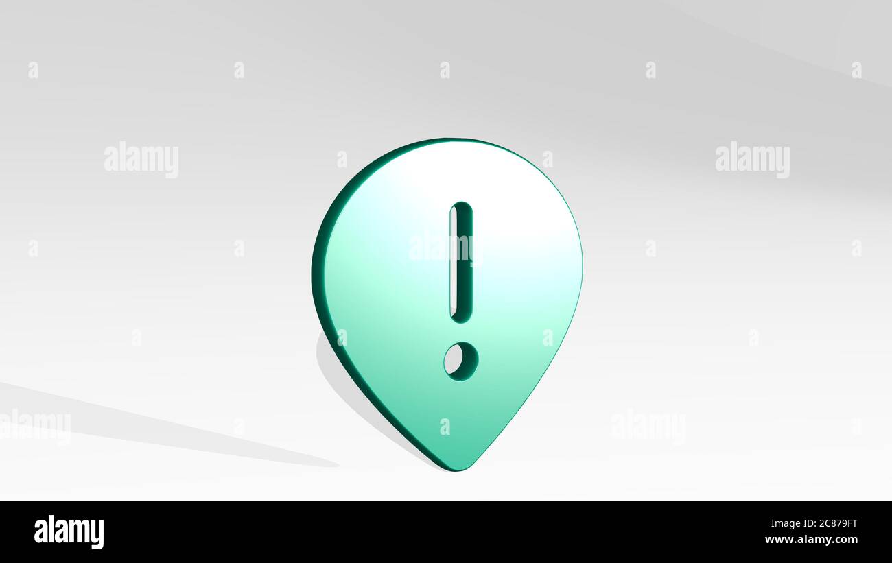 STYLE THREE PIN WARNING made by 3D illustration of a shiny metallic ...