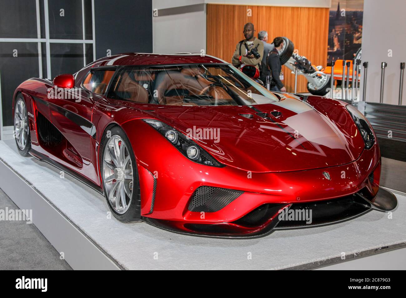 NEW YORK - March 23: The Koenigsegg Automotive AB Regera luxury vehicle is displayed during the 2016 New York International Auto Show in New York, U.S Stock Photo