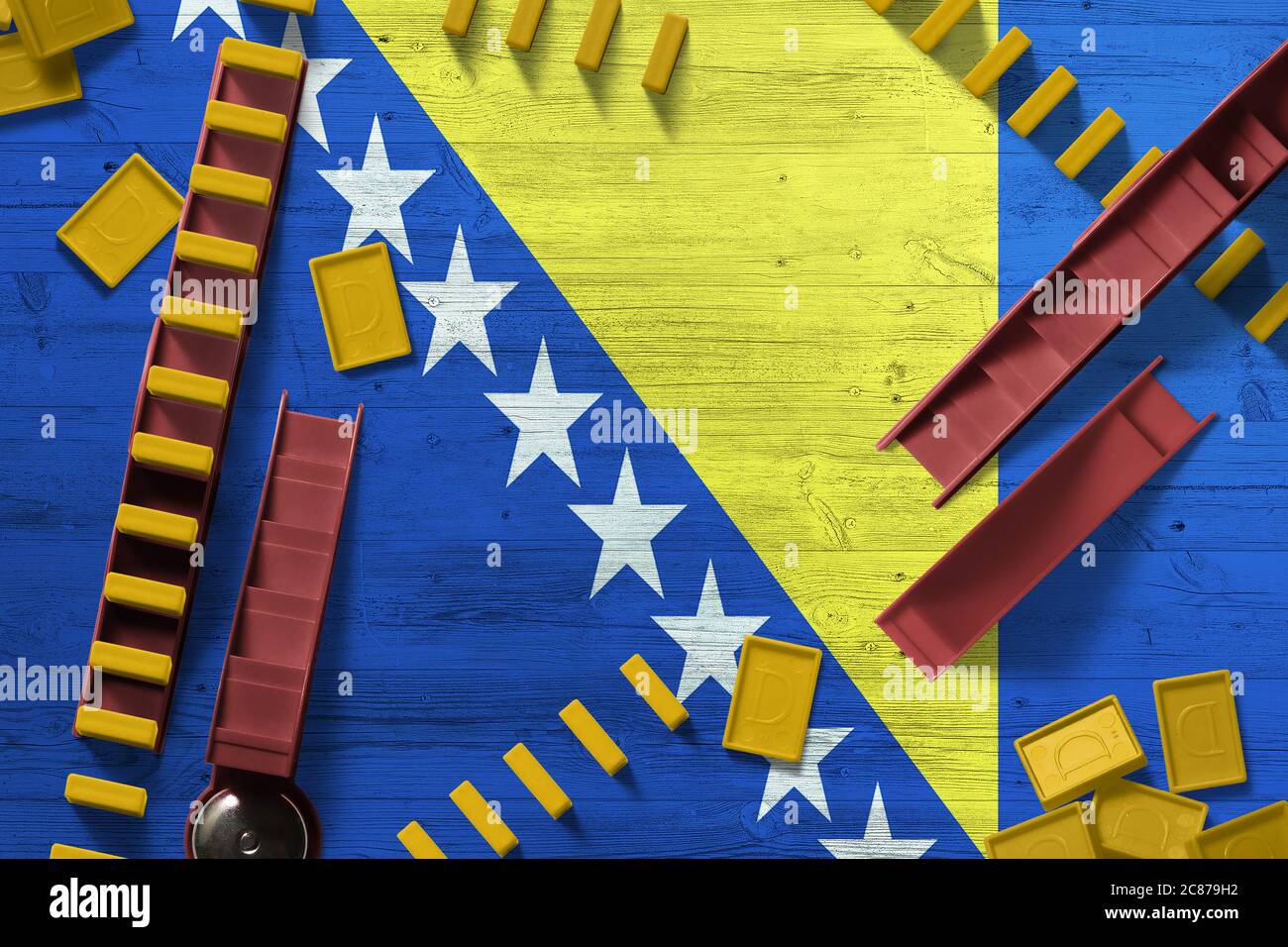 Bosnia Herzegovina flag with national background with dominoes on