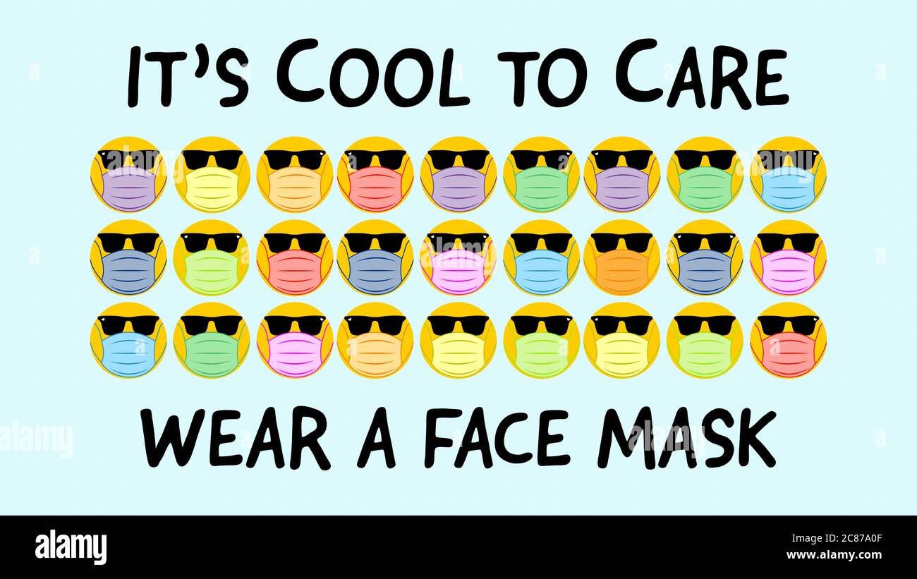Its cool to care, wear a face mask banner text with face mask wearing