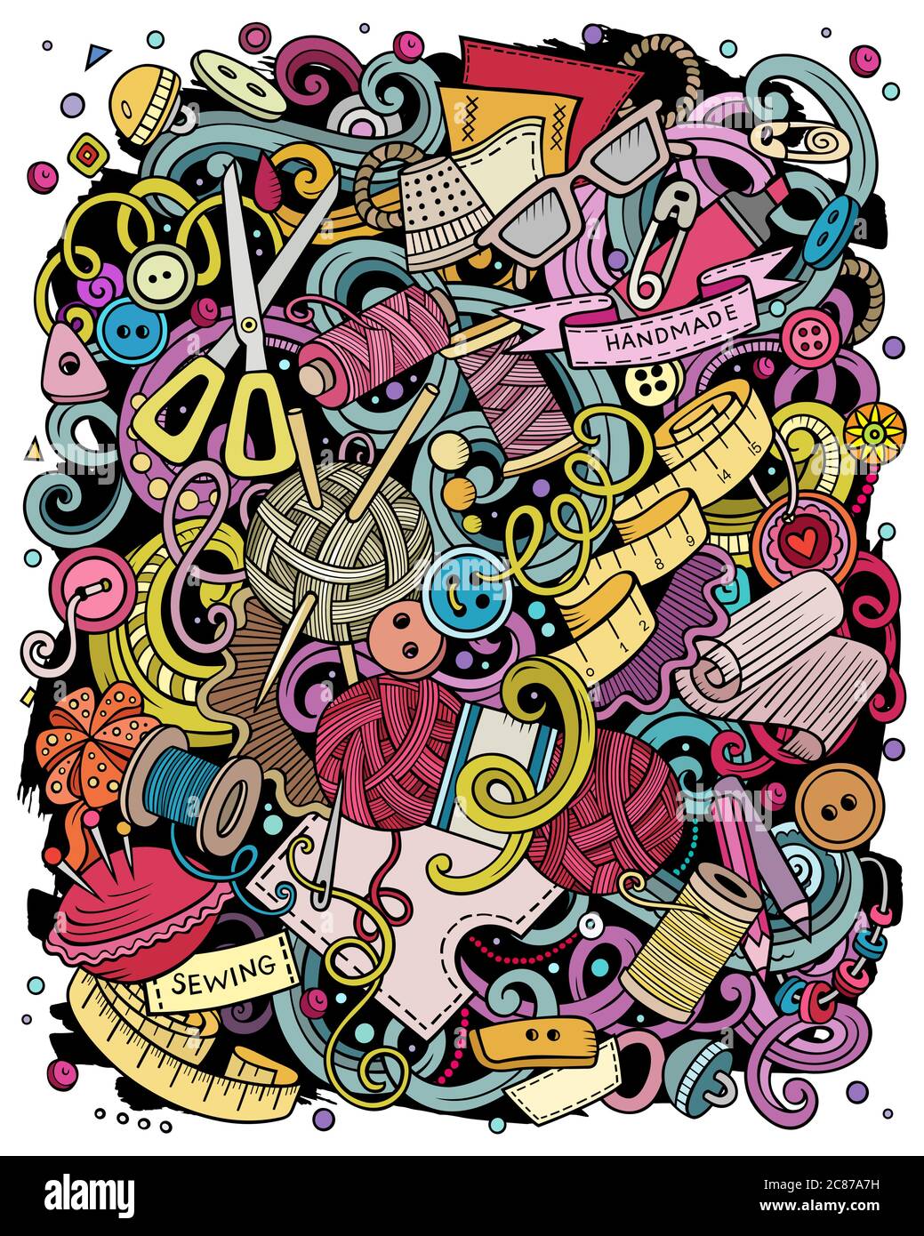 Handmade Visuals Hand Made hand drawn vector doodles illustration. Handmade poster ...