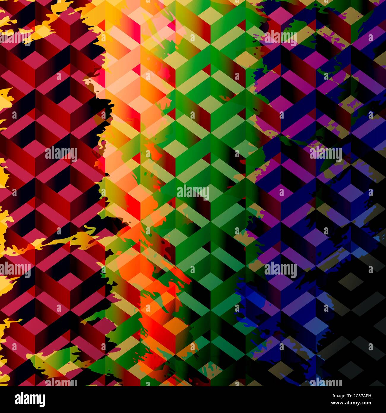 abstract geometric background, with paint strokes and splashes Stock Vector