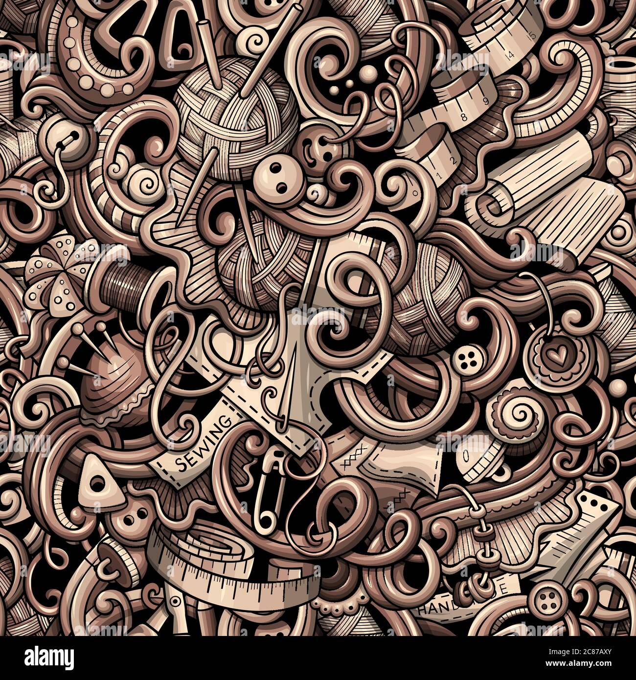 Cartoon cute doodles hand drawn Handmade seamless pattern Stock Vector ...