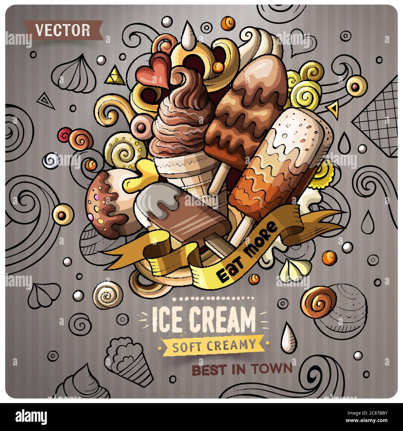 Ice Cream cartoon vector doodle illustration Stock Vector Image & Art ...