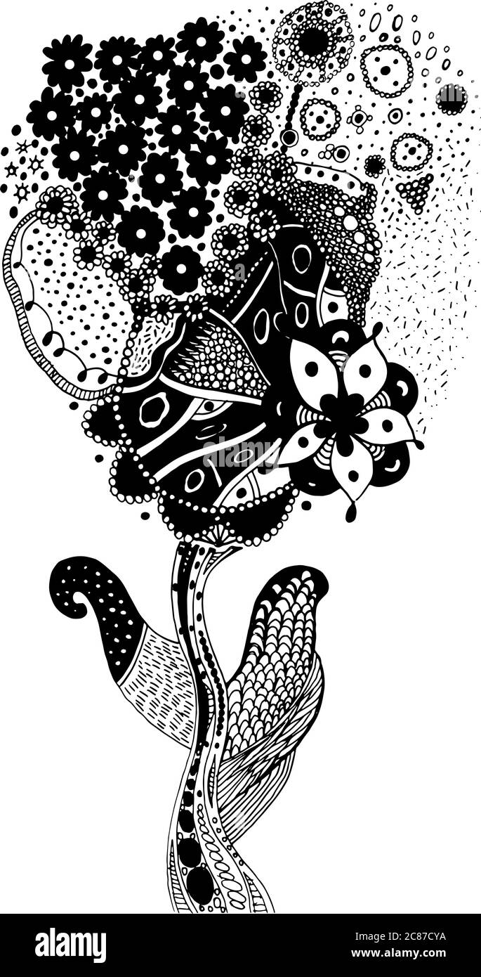 Floral zentangle sketch. Hand drawn vector doodle art for design Stock ...