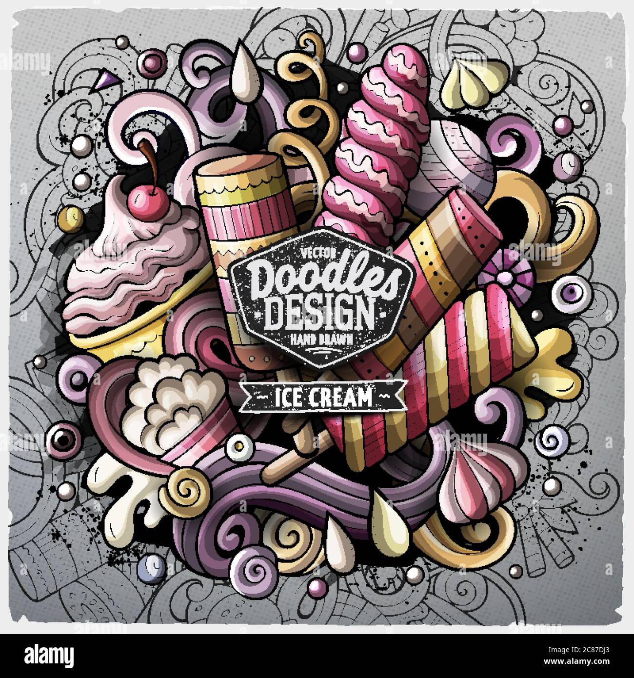 Ice Cream cartoon vector doodle illustration Stock Vector Image & Art ...