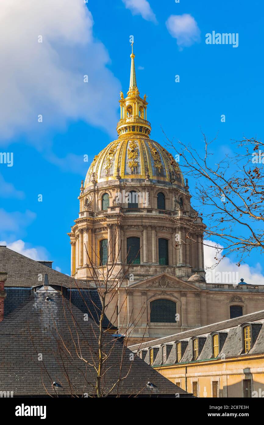 View of the dome of Saint Louis des Invalides Cathedral in the National Residence of the Invalids (Hotel national des Invalides). Paris. France Stock Photo