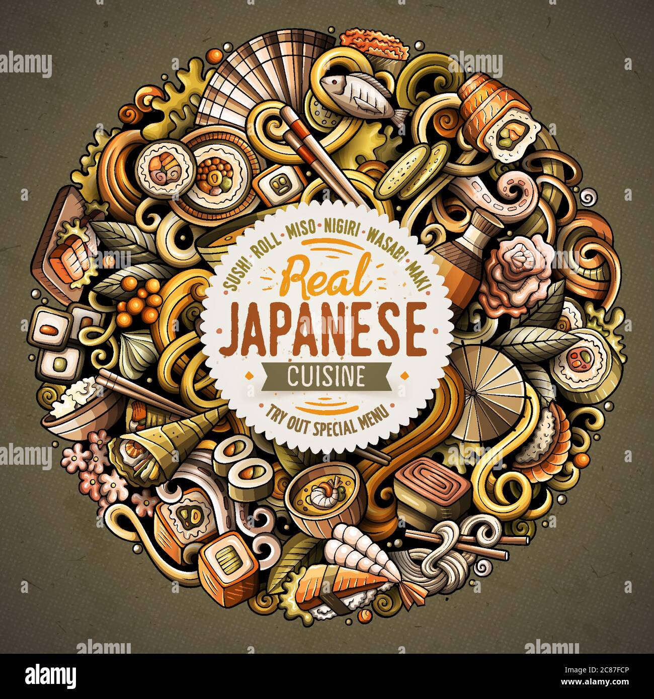 Cartoon vector doodles Japan food illustration Stock Vector Image & Art ...
