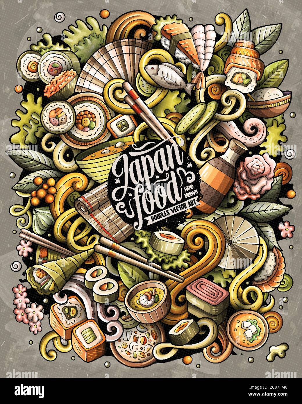 Cartoon vector doodles Japan food funny illustration Stock Vector Image ...