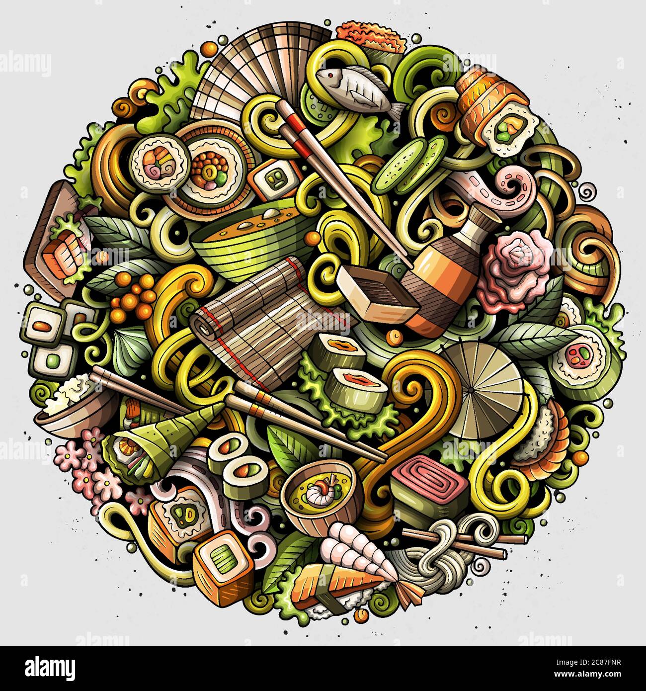 Cartoon vector doodles Japan food illustration Stock Vector Image & Art ...