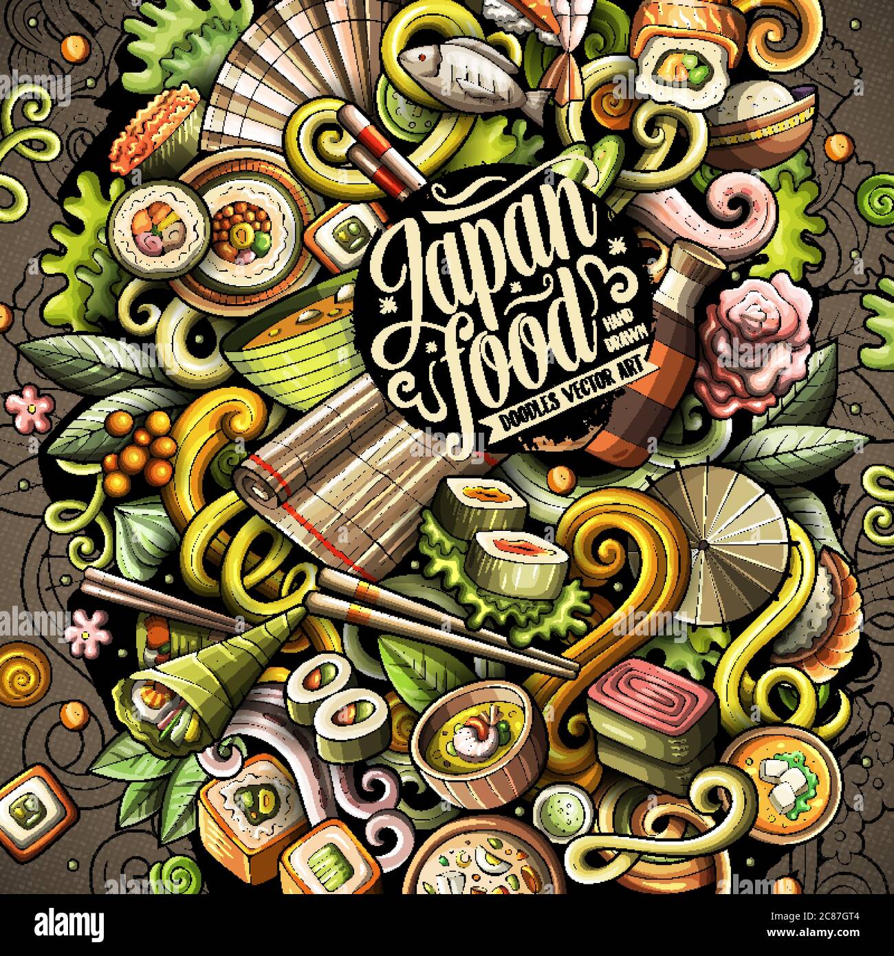Cartoon vector doodles Japan food illustration Stock Vector Image & Art ...
