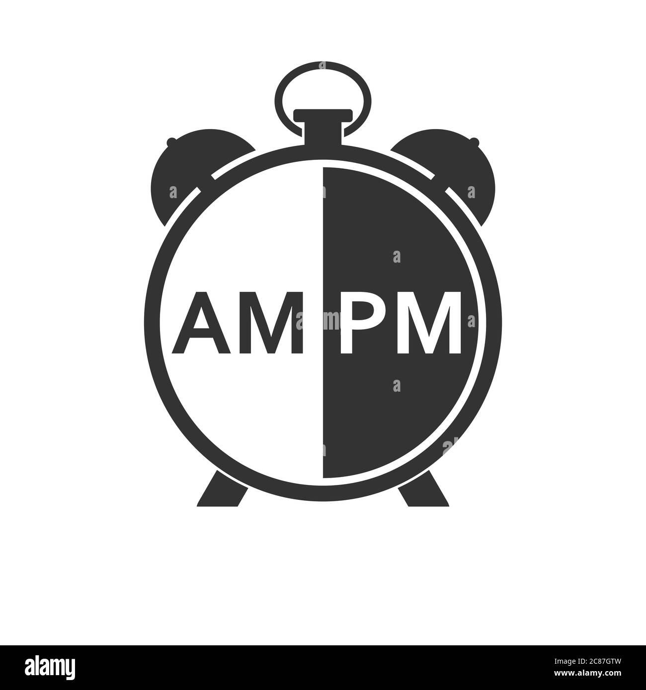 Abbreviations for hours before noon and after noon on the clock face, isolated on a white background Stock Vector