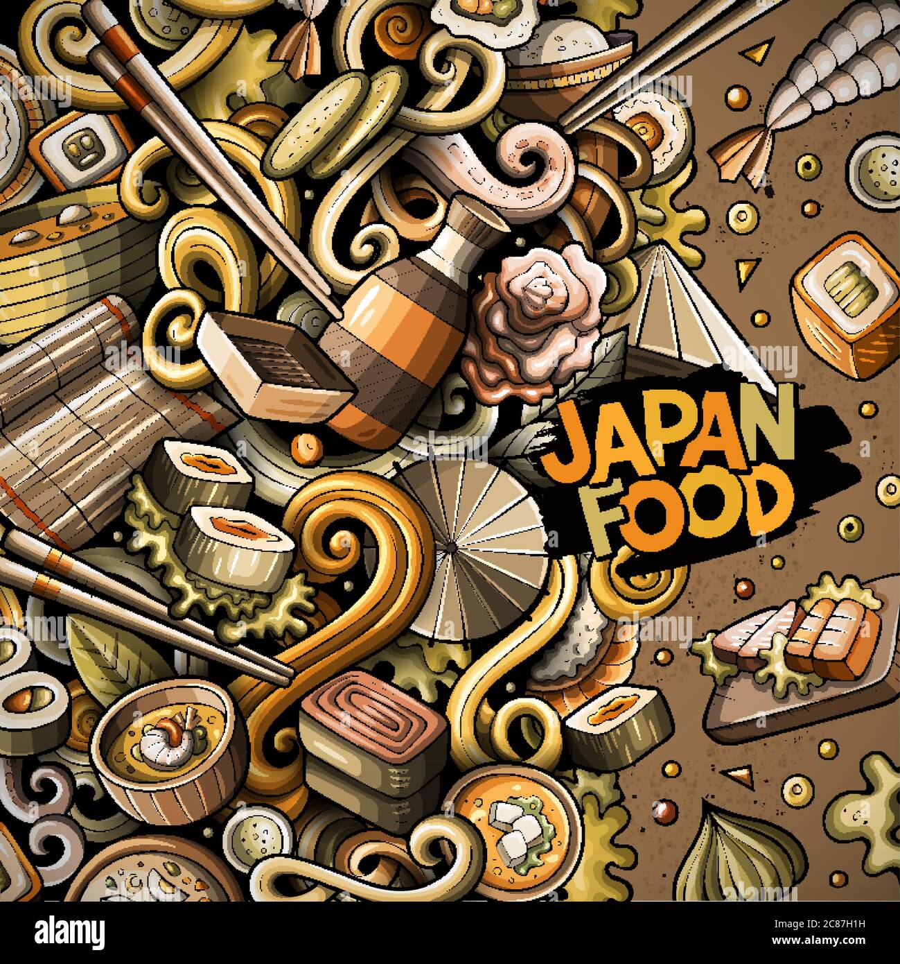 Cartoon hand-drawn doodles Japan food frame Stock Vector Image & Art ...