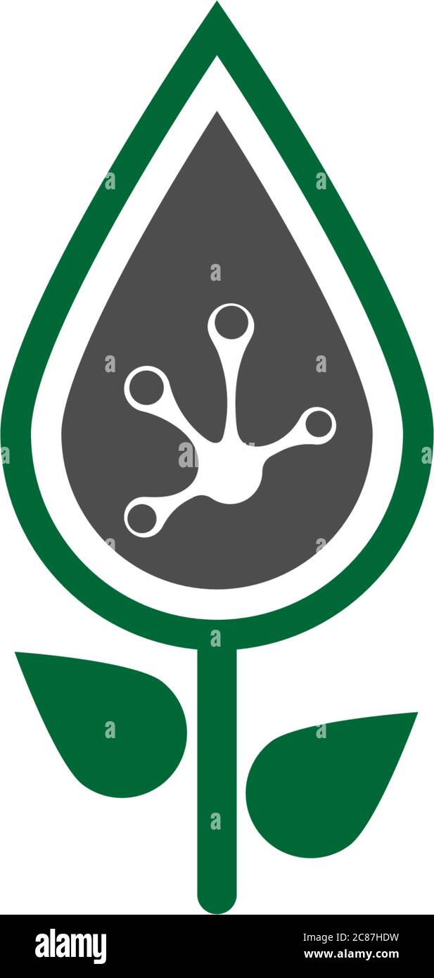 Hand frog print logo, tree icon vector template Stock Vector