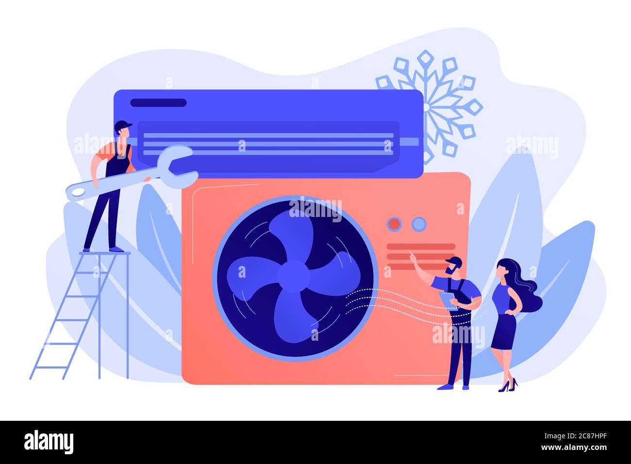 Air conditioning and refrigeration services concept vector illustration