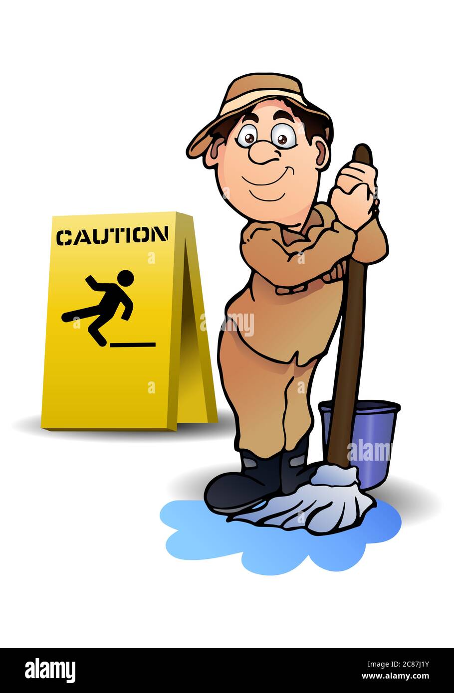 illustration of the office safety beware wet floor for occupational  awareness events poster Stock Photo - Alamy