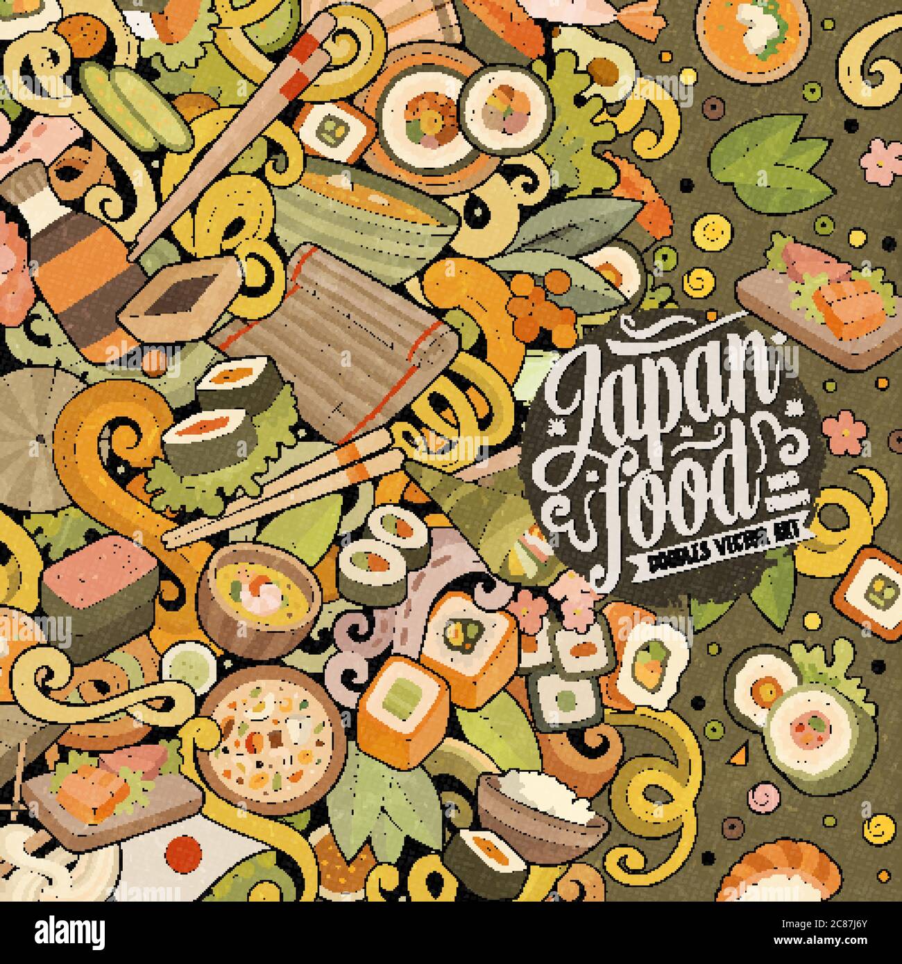 Cartoon color hand-drawn doodles Japan food frame Stock Vector Image ...