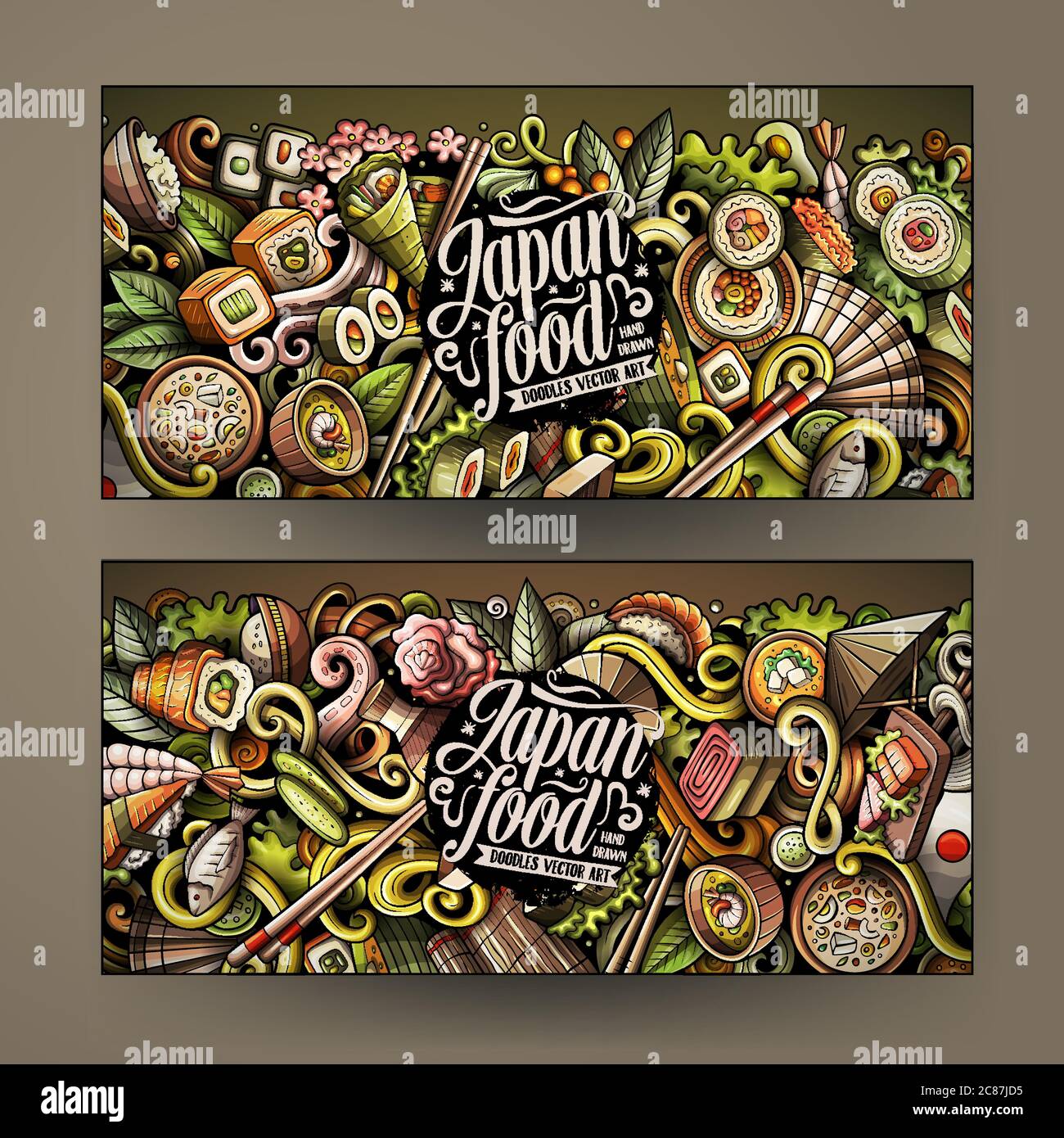 Cartoon doodles japanese food banners Stock Vector Image & Art - Alamy
