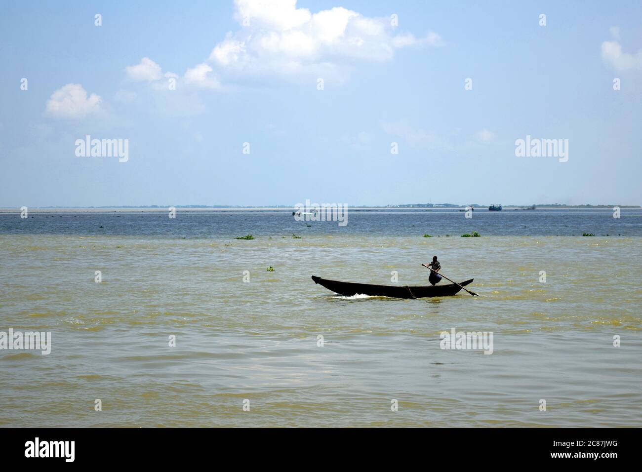South Asian River Beauty and boat lifestyle Stock Photo