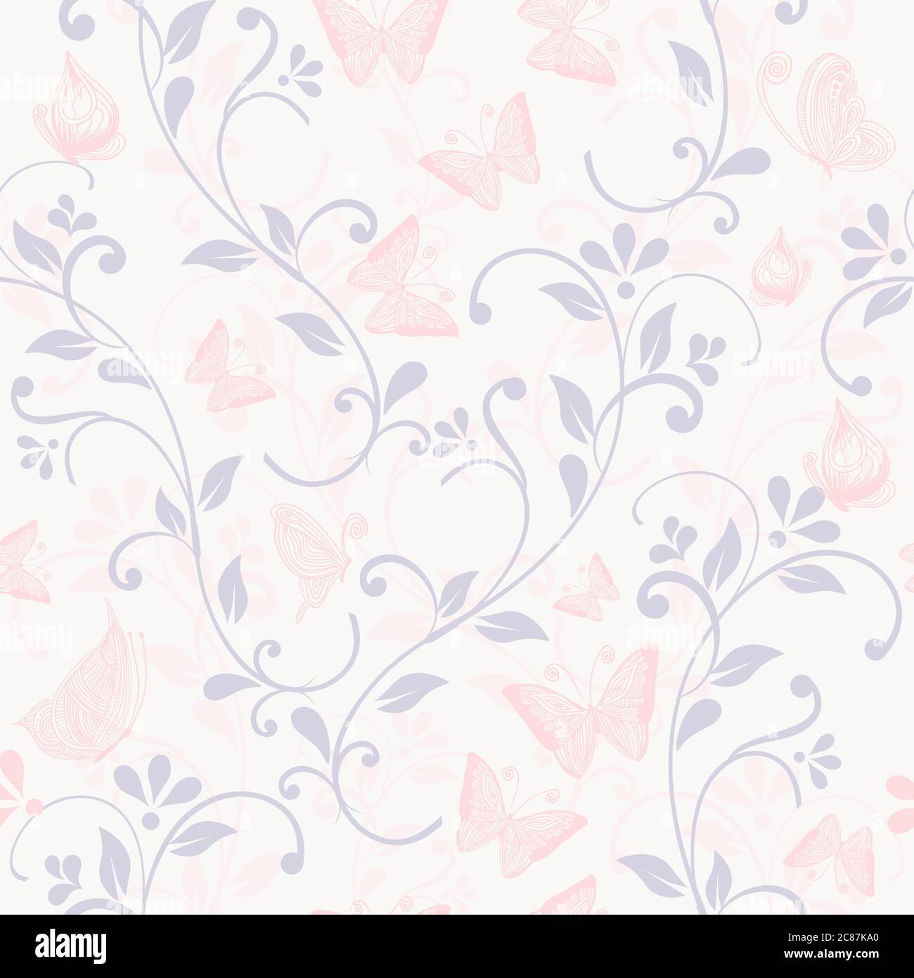 vector floral seamless pattern with flowers and butterflies Stock Vector