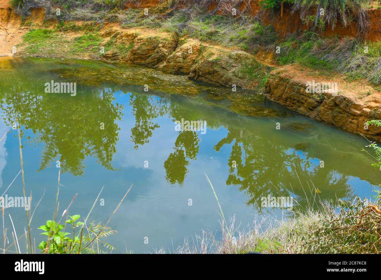 Beautiful Deep Pond In Forest Looking Awesome 02. Stock Photo