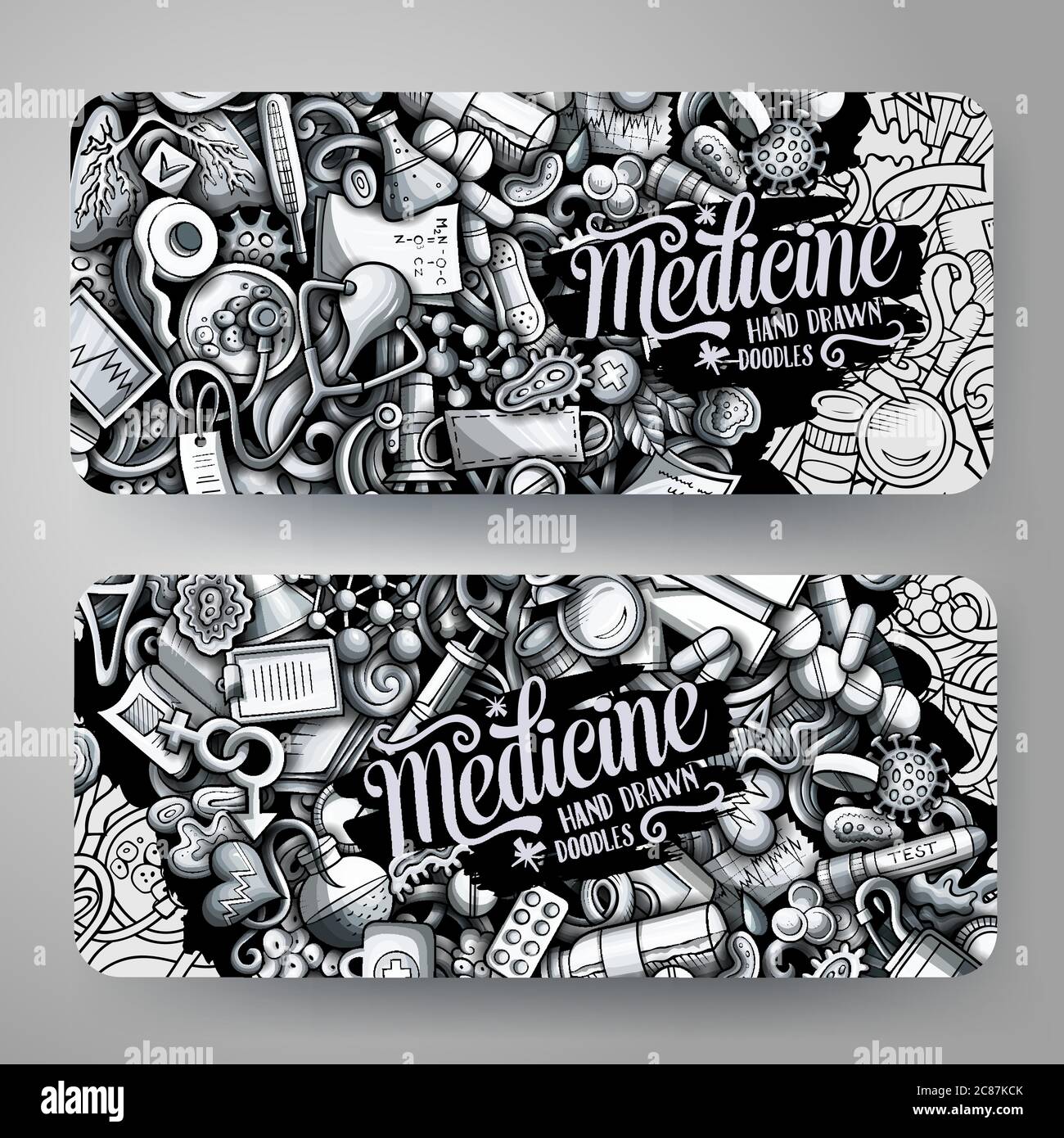 Medicine vector hand drawn doodle banners design Stock Vector Image ...