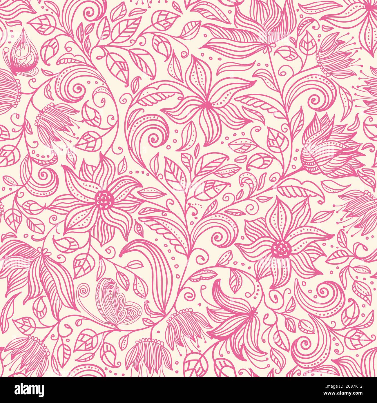 vector floral seamless pattern with flowers Stock Vector