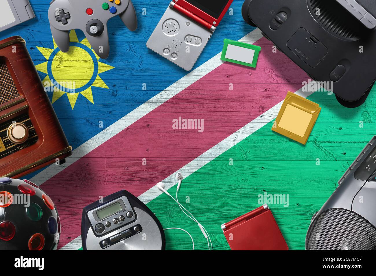 Namibia retro gaming concept. A collection of retro video game