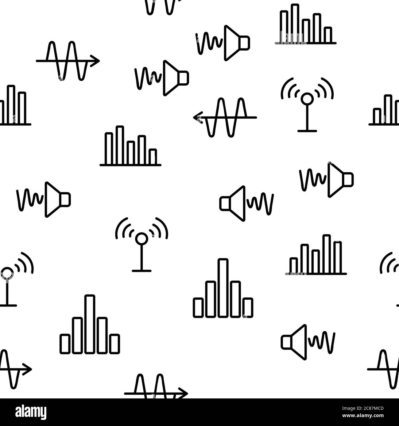 Frequency Pulse Wave Vector Seamless Pattern Stock Vector Image & Art