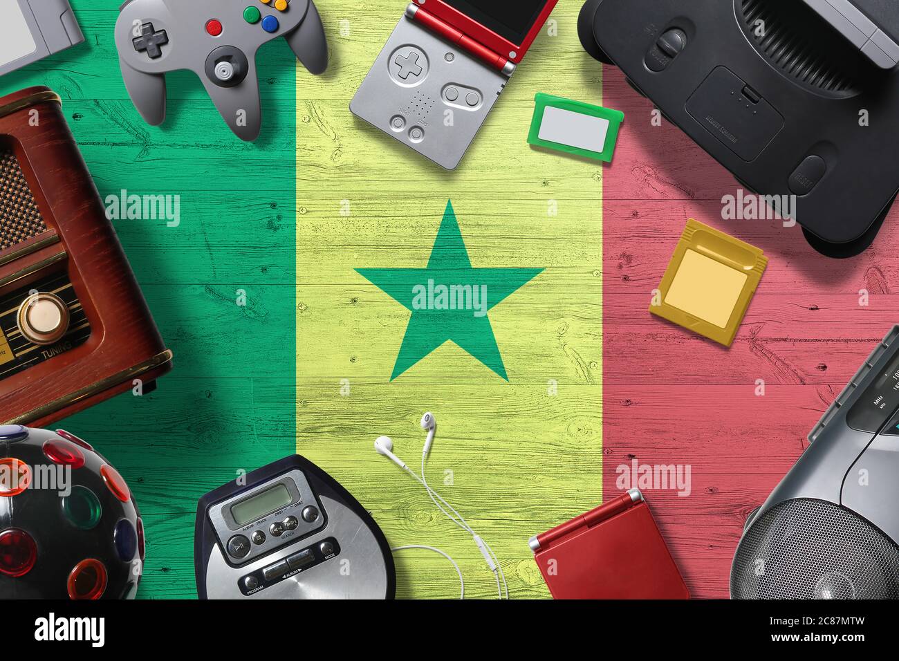 Senegal retro gaming concept. A collection of retro video game