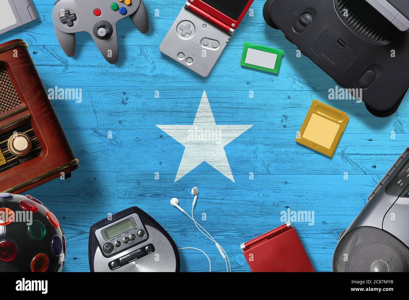 Somalia retro gaming concept. A collection of retro video game