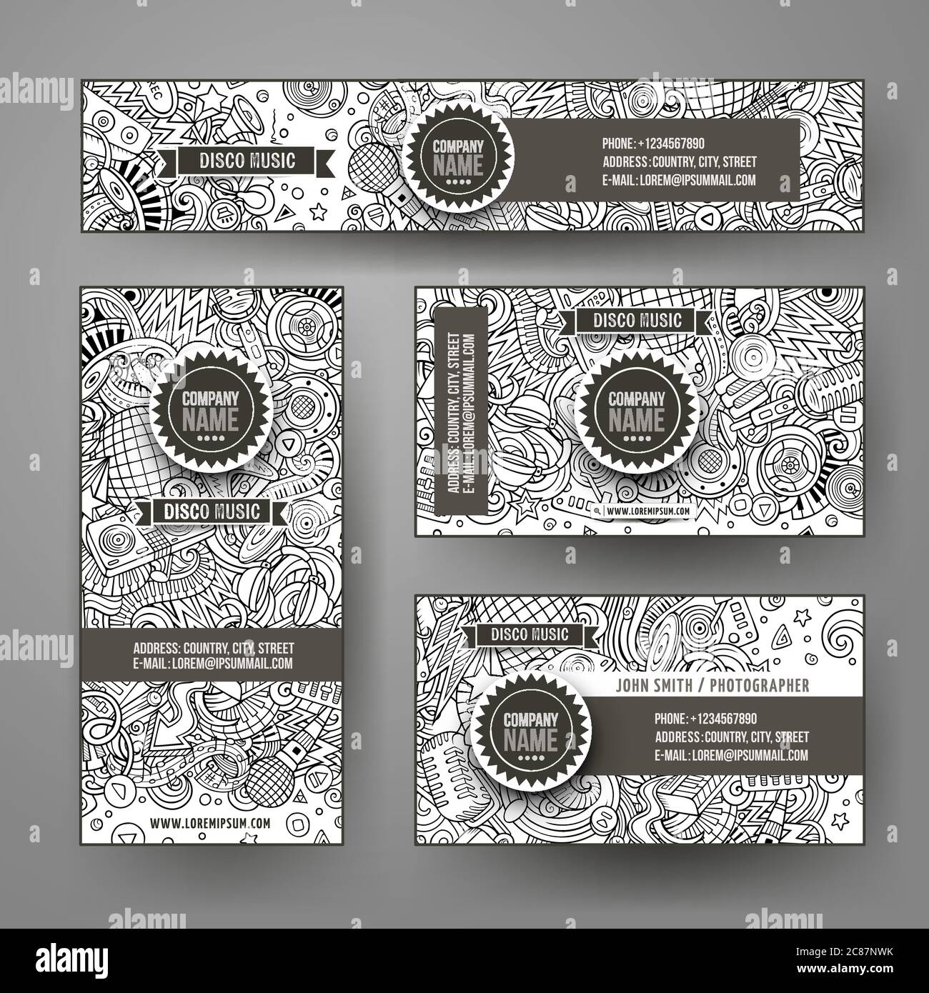 Corporate Identity vector templates set design with doodles hand Stock ...