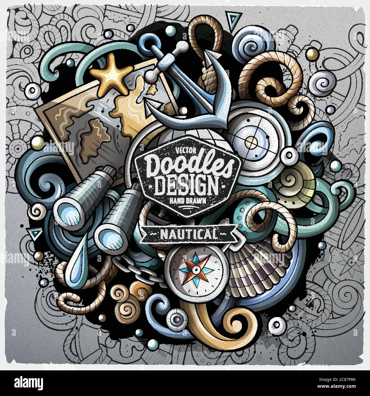 Nautical cartoon vector doodle illustration Stock Vector Image & Art ...