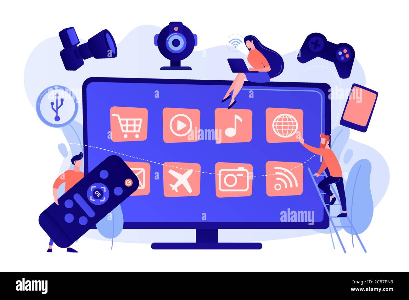 Smart TV accessories concept vector illustration Stock Vector Image